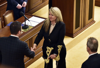 Poslankyně Andrea Brzobohatá (ANO) v Poslanecké sněmovně.