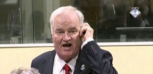 Ratko Mladić po vynesení rozsudku v Haagu.
