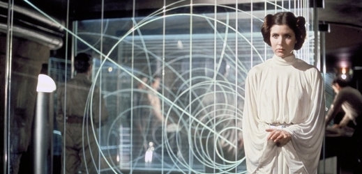 Americká herečka Carrie Fisherová jako princezna Leia.