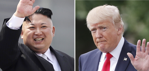 Vlevo severokorejský vůdce Kim Čong-un a americký prezident Donald Trump.