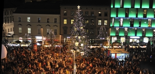 Vánoční trhy na náměstí Svobody v Brně.