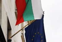 Vlajka Bulharska a Evropské unie. 