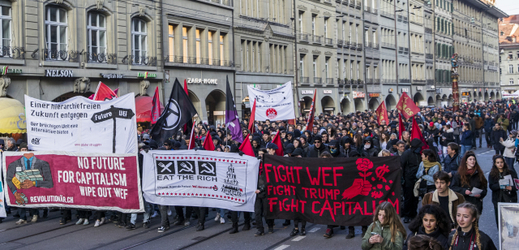 Demonstrace ve Švýcarsku.
