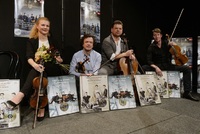 Členové komorního tělesa Pavel Haas Quartet (zleva houslistka Veronika Jarůšková, houslista Marek Zwiebel, cellista Peter Jarůšek a violista Pavel Nikl).