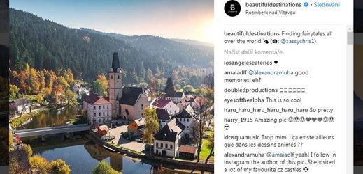 Snímek Rožmberka se objevil na instagramové stránce Beautiful Destinations.
