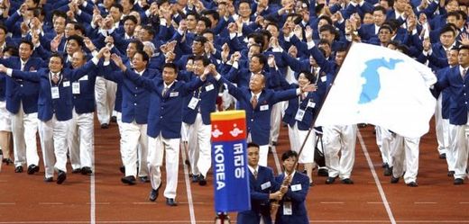 Korejská výprava na olympiádě v roce 2002.