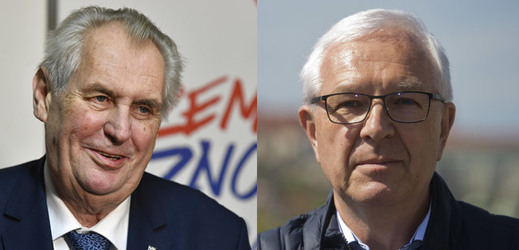 Prezidentští kandidáti Miloš Zeman (vlevo) a Jiří Drahoš.