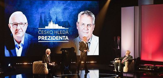 Miloš Zeman a Jiří Drahoš při televizním duelu na TV Prima.