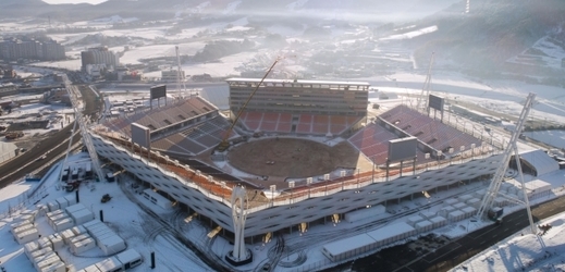 Hlavní stadion pro zimní olympijské hry 2018 v Pchjongčchangu.