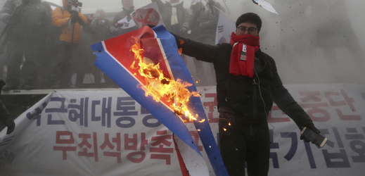 Protesty proti KLDR v Soulu.