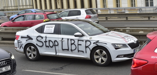 Protest taxikářů v Praze.