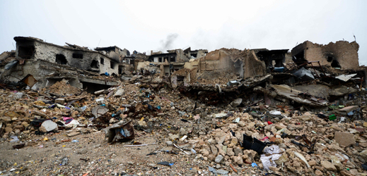 Zničená část města Mosul v Iráku.