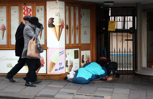 Bezdomovci jsou v ulicích blízko Windsoru dlouhodobě zabydleni.
