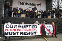 Fotografie z lednového protestu proti prezidentovi Ukrajiny. 