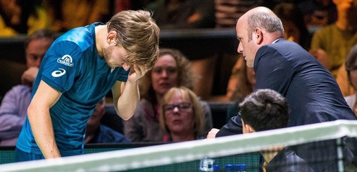David Goffin se na turnaji v Rotterdamu nešťastně zranil.