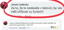 Jonáš Ledecký si na Facebooku nebral servítky.