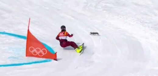 Snowboardistce při závodě přeběhla cestu veverka. 