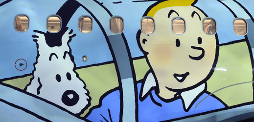 Vyobrazený Tintin na letadle společnosti Brussels Airlines.