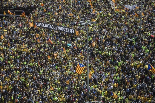 Demonstrace v Barceloně.