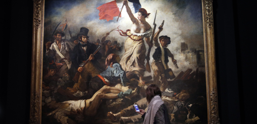 Obraz od Delacroixe s názvem Svoboda vede lid na barikády.