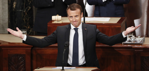 Francouzský prezident Emmanuel Macron během svého středečního projevu v Kongresu USA.