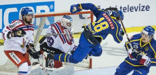 Čeští hokejisté v zápase proti Švédsku na Carlson Hockey Games. 