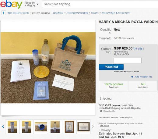 Dražba dárkové tašky na eBay.
