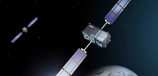 Evropský navigační systém Galileo na vizualizaci Evropské vesmírné agentury (ESA). 