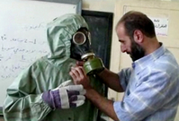 Záběr při chemickém útoku v Sýrii.