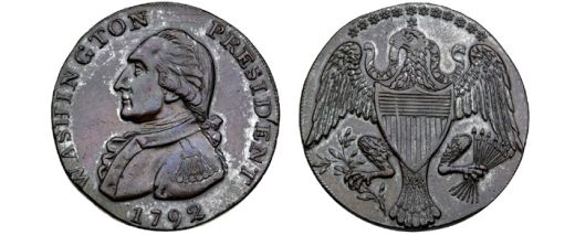 Unikátní mince s Washingtonovou podobiznou.