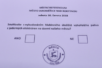 Hlasovací lístek místního referenda.