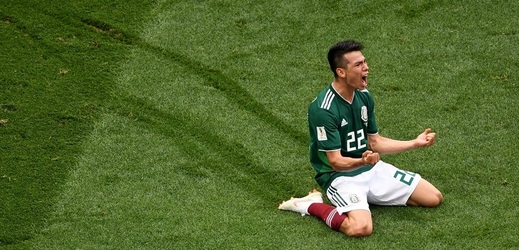 Radost mexického střelce po jediné trefě proti Německu.