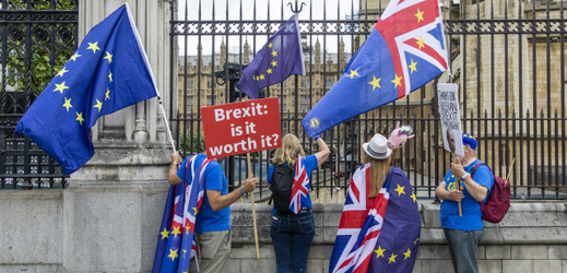 Londýnský demonstrace britských občanů, kteří nesouhlasí s brexitem. 