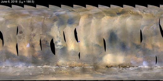 Záběry bouře na Marsu, které zachytilo vozítko Oportunity.