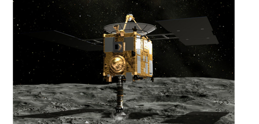 Japonská sonda Hajabusa (na počítačové ilustraci) úspěšně přistála na planetce Itokawa a zřejmě z ní odebrala vzorky. Oznámila to 26. listopadu 2005 japonská vesmírná agentura JAXA.