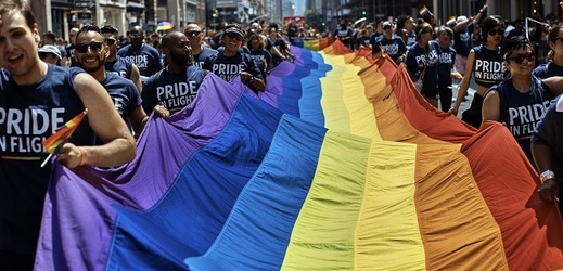 Snímek z průvodu LGBT v New Yorku.