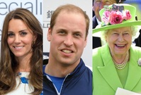 Vévodkyně Kate, princ William a královna Alžběta.