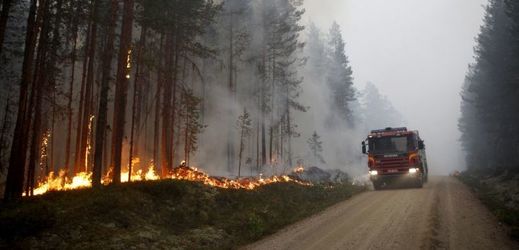 Lesní požár ve Švédsku.