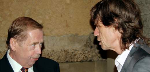Prezident Václav Havel a frontman kapely Rolling Stones Mick Jagger.