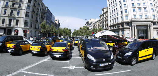 Stávka taxikářů ve Španělsku.