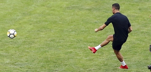 Fotbalista Cristiano Ronaldo na jednom z tréninků Juventusu.