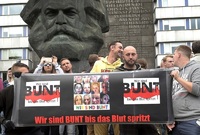 Protesty v německém městě Chemnitz (Saská Kamenice).