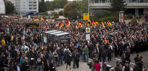 Demonstrace v Chemnitzu.