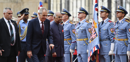 Indický prezident Rám Náth Kóvind a český prezident Miloš Zeman.