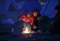 Děti v uprchlickém táboře v Řecku.
