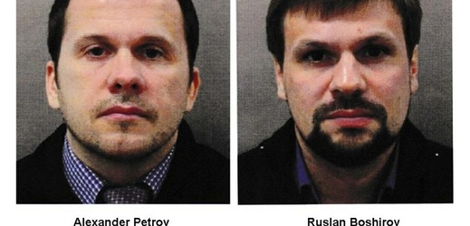 Alexandr Petrov a Ruslan Boširov, kteří jsou podezřelí z útoku na bývalého ruského tajného agenta Sergeje Skripala a jeho dceru v Británii.