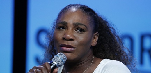 Americká tenistka Serena Williamsová na tiskové konferenci.