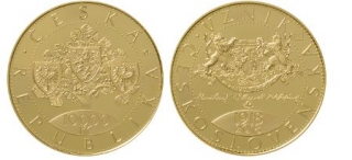 Zlatá mince v hodnotě deset tisíc korun.