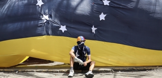 Venezuelský demonstrant.