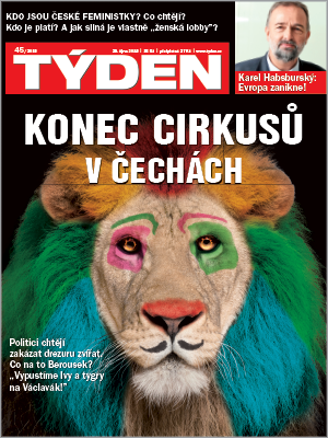 Obálka aktuálního čísla časopisu TÝDEN.